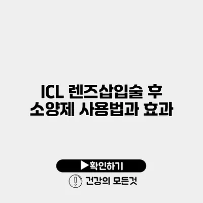ICL 렌즈삽입술 후 소양제 사용법과 효과