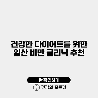 건강한 다이어트를 위한 일산 비만 클리닉 추천