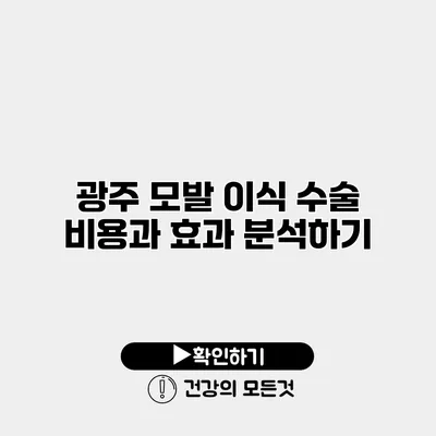 광주 모발 이식 수술 비용과 효과 분석하기