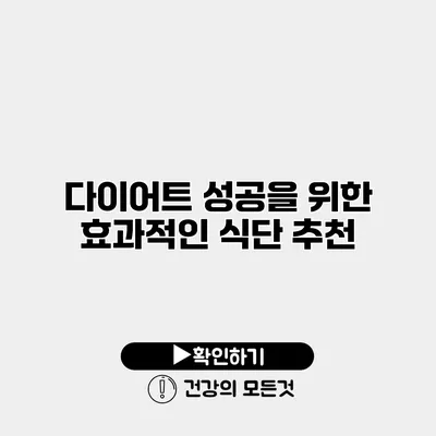 다이어트 성공을 위한 효과적인 식단 추천