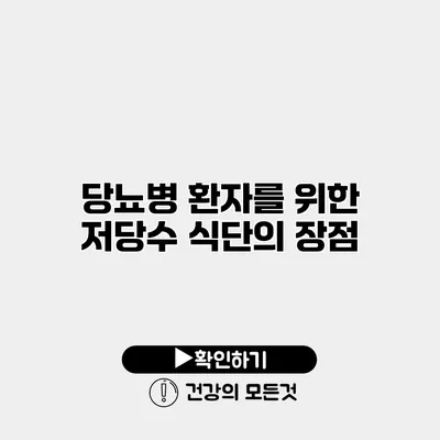 당뇨병 환자를 위한 저당수 식단의 장점
