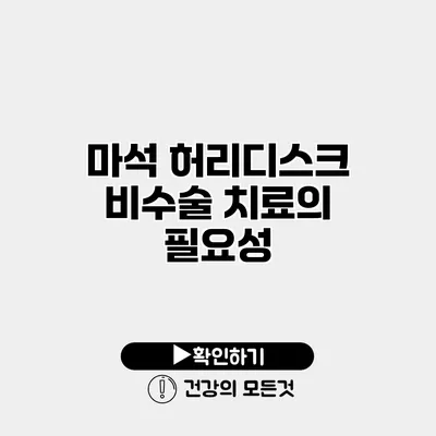 마석 허리디스크 비수술 치료의 필요성
