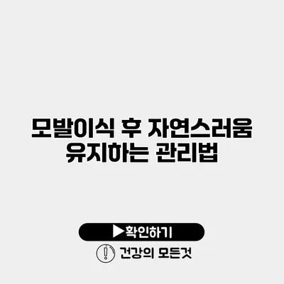 모발이식 후 자연스러움 유지하는 관리법