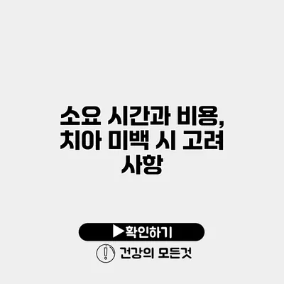 소요 시간과 비용, 치아 미백 시 고려 사항