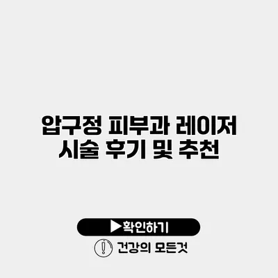 압구정 피부과 레이저 시술 후기 및 추천