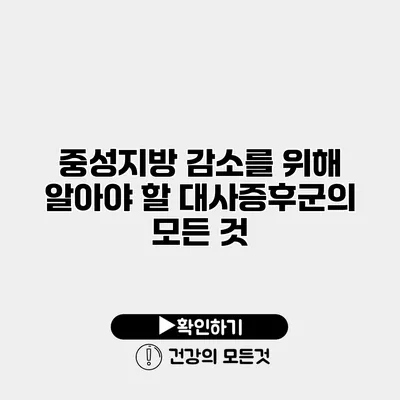 중성지방 감소를 위해 알아야 할 대사증후군의 모든 것