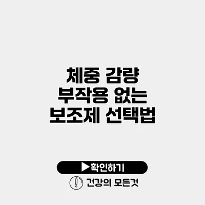 체중 감량 부작용 없는 보조제 선택법