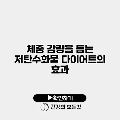 체중 감량을 돕는 저탄수화물 다이어트의 효과