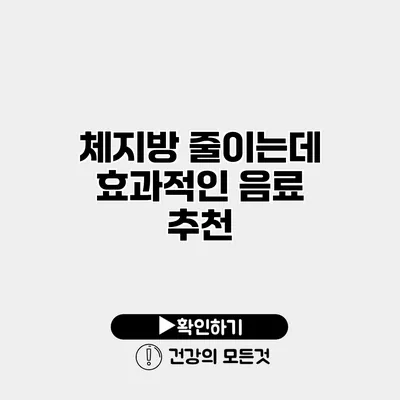체지방 줄이는데 효과적인 음료 추천