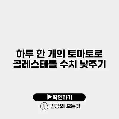 하루 한 개의 토마토로 콜레스테롤 수치 낮추기