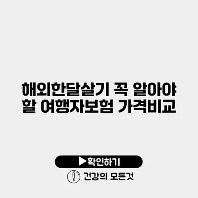 해외한달살기? 꼭 알아야 할 여행자보험 가격비교