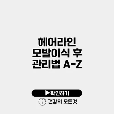헤어라인 모발이식 후 관리법 A-Z