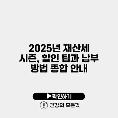 2025년 재산세 시즌, 할인 팁과 납부 방법 종합 안내