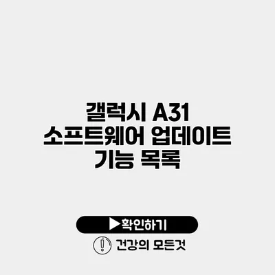 갤럭시 A31 소프트웨어 업데이트 기능 목록