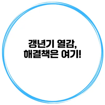 갱년기 열감, 해결책은 여기!