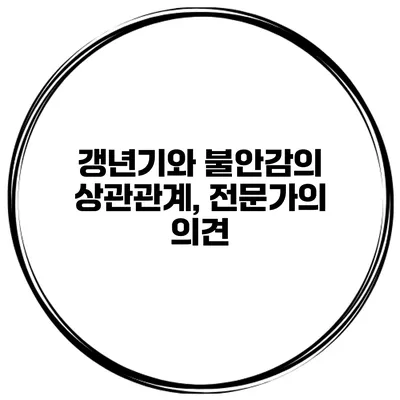 갱년기와 불안감의 상관관계, 전문가의 의견
