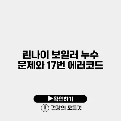 린나이 보일러 누수 문제와 17번 에러코드