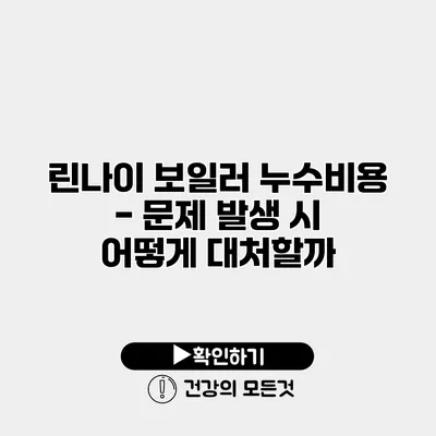 린나이 보일러 누수비용 - 문제 발생 시 어떻게 대처할까?