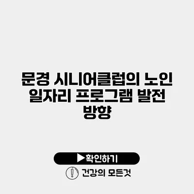 문경 시니어클럽의 노인 일자리 프로그램 발전 방향