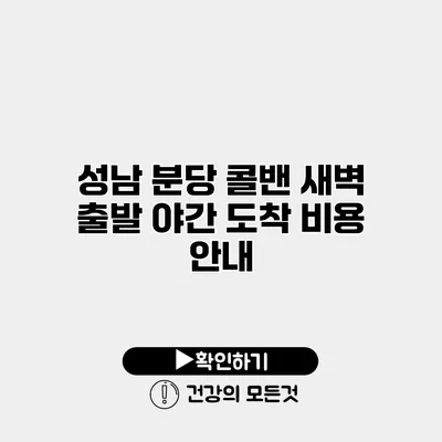 성남 분당 콜밴 새벽 출발 야간 도착 비용 안내
