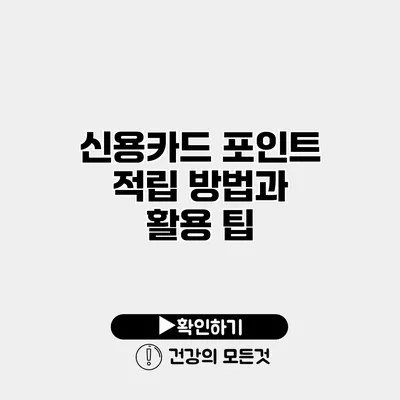 신용카드 포인트 적립 방법과 활용 팁