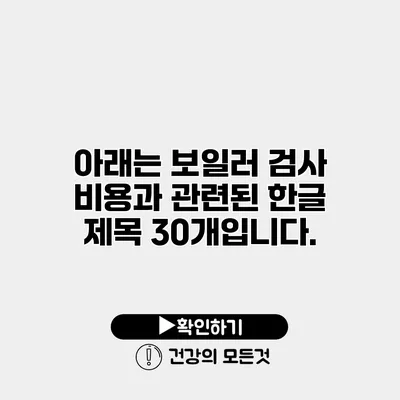 아래는 보일러 검사 비용과 관련된 한글 제목 30개입니다.