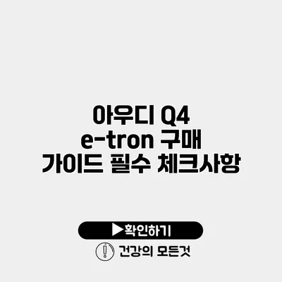 아우디 Q4 e-tron 구매 가이드 필수 체크사항