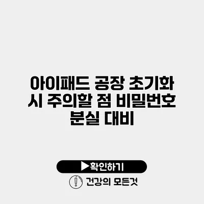 아이패드 공장 초기화 시 주의할 점 비밀번호 분실 대비