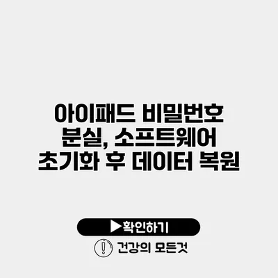 아이패드 비밀번호 분실, 소프트웨어 초기화 후 데이터 복원
