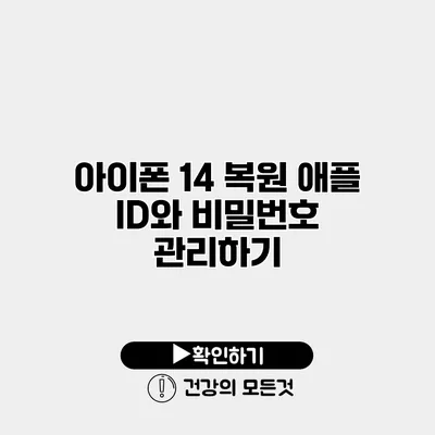 아이폰 14 복원 애플 ID와 비밀번호 관리하기