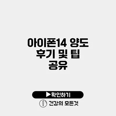 아이폰14 양도 후기 및 팁 공유