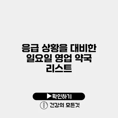 응급 상황을 대비한 일요일 영업 약국 리스트
