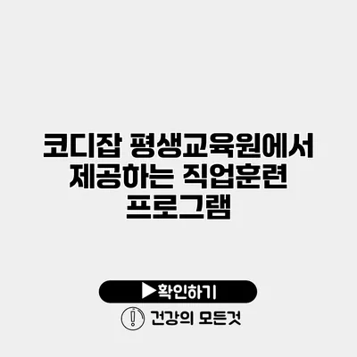 코디잡 평생교육원에서 제공하는 직업훈련 프로그램