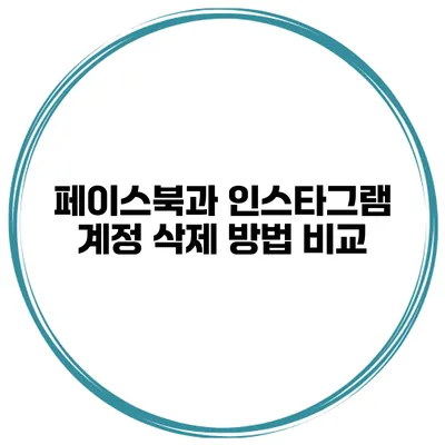 페이스북과 인스타그램 계정 삭제 방법 비교