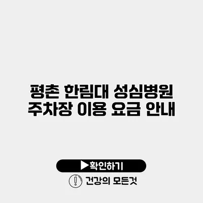 평촌 한림대 성심병원 주차장 이용 요금 안내